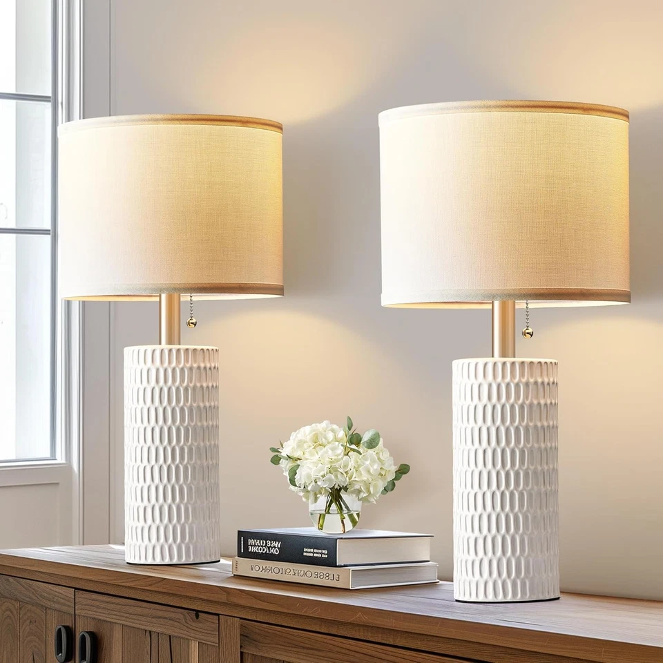 Table Lamps for Living Room Set of 2, Ceramic Table Lamps for Bedroom - Image 2 of 4