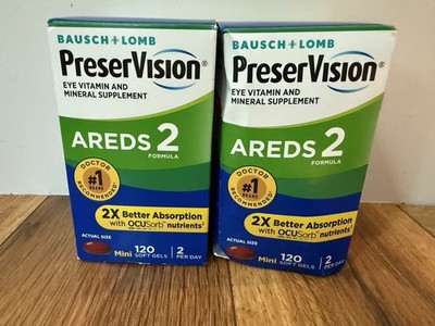 NEW 2 PACK PreserVision Areds 2 Formula Eye Vitamin 120 SoftGels per pack, 240ct