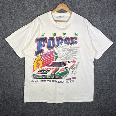 Vintage Drag Racing Shirt Mens XL White 90s John Force Rare USA Castrol NHRA