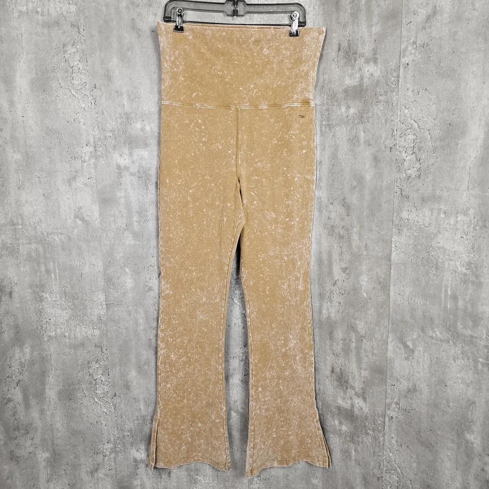 VS PINK Womens XL Beige Space Tie Dye Foldover Waistband Flare Leggings Workout - Image 2 of 4
