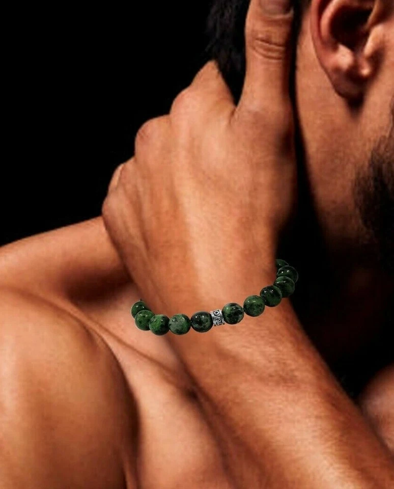 NOV9M 26.00ct Ruby Zoisite 10mm Beads & 925 Sterling Silver Stretch Bracelet 7" - Image 4 of 4