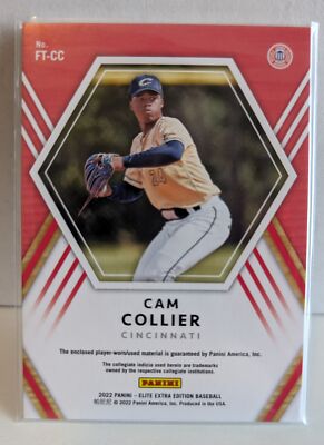 Cam Collier 2022 Panini Elite Extra Edition Future Threads Reds