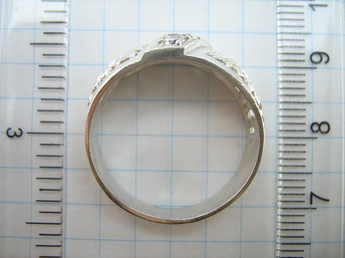 925 Sterling Silver Ring Band US size 10.5 Openwork Filigree Three CZ Stones - Picture 6 of 14