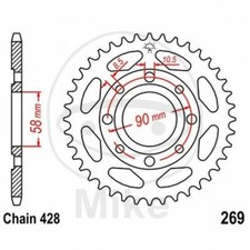 Corona Z51 428 Negra D.Int. 058 727.71.30 Para Honda 125 CB T Twin 1978-1986