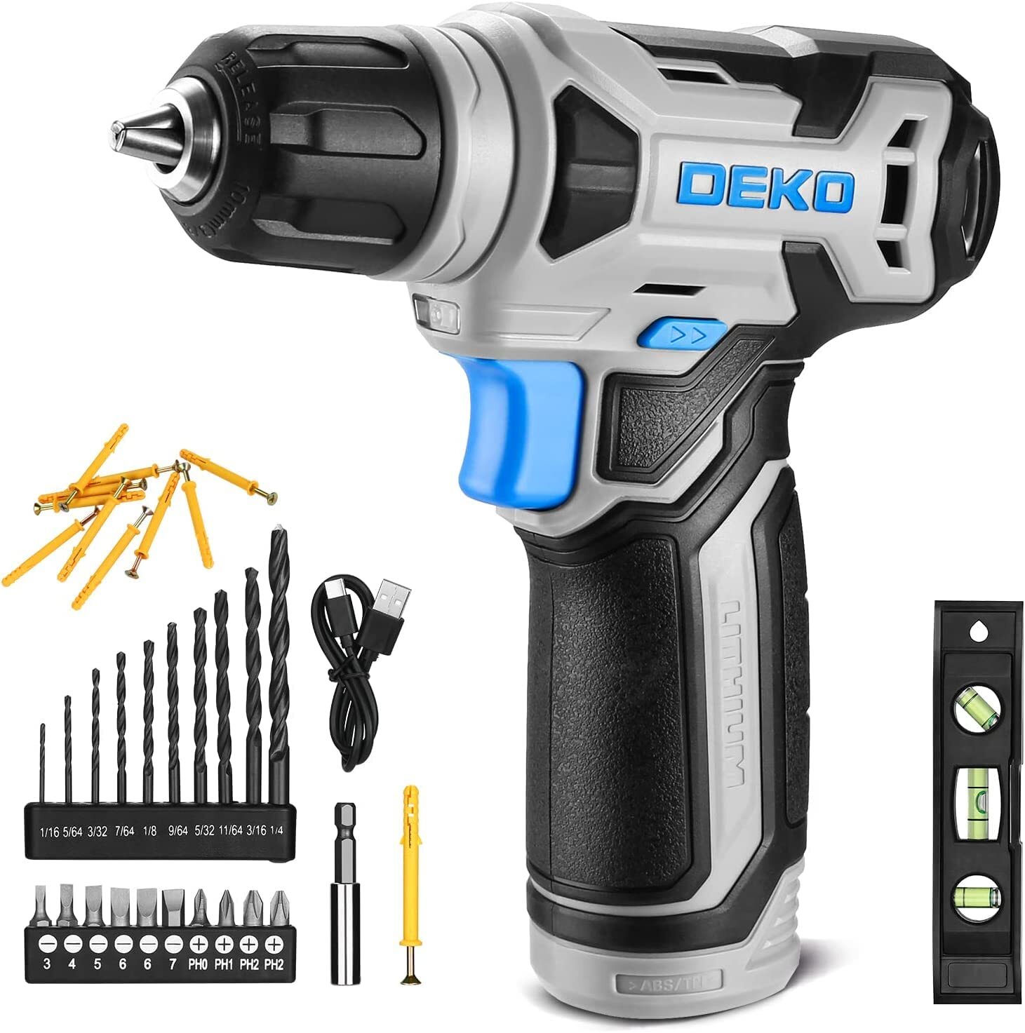 8V Cordless Drill, Drill Set with 3/8