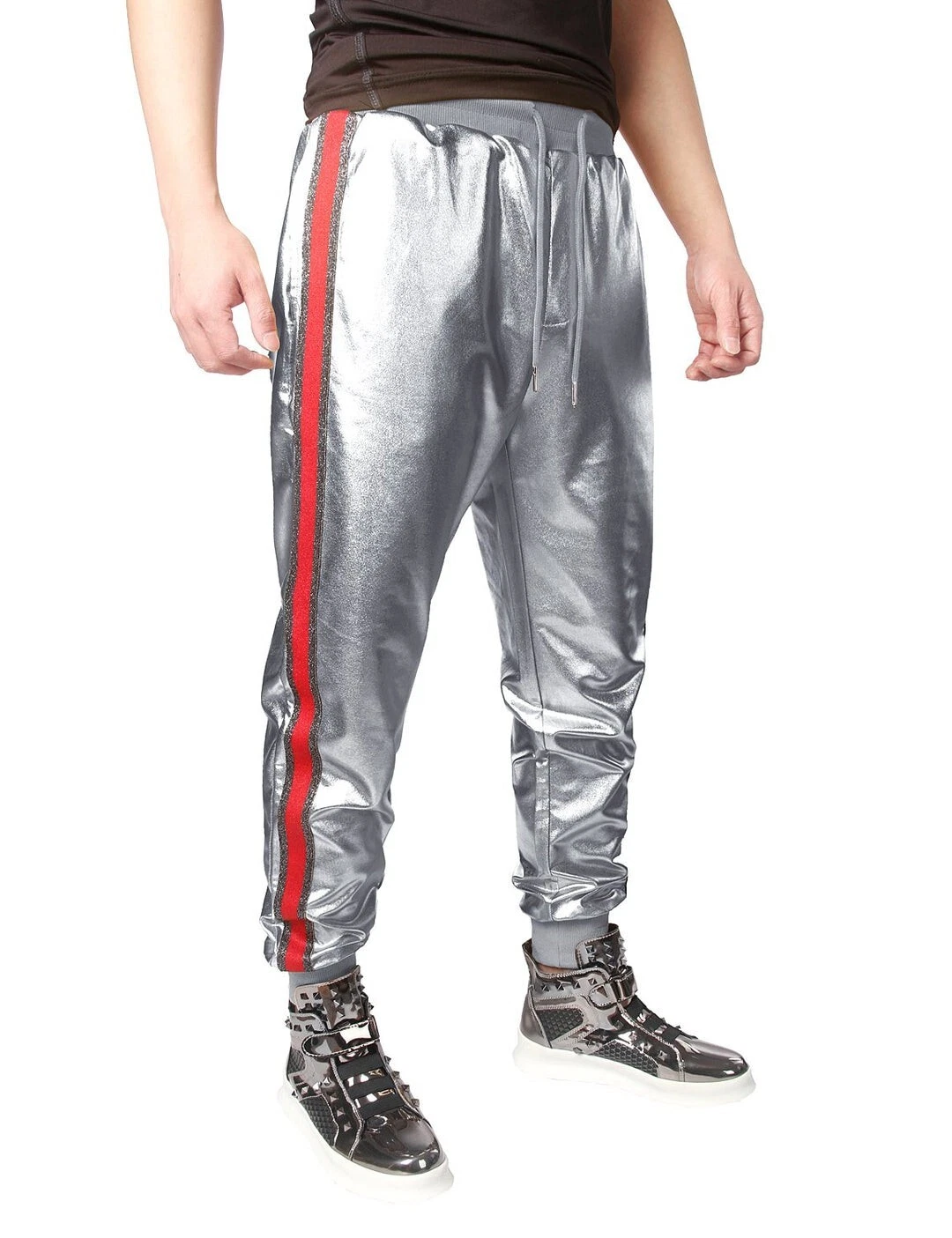 Jogal Men Metallic Shiny Jogger Casual Drawstring Sweatpant XXL 《●》 FREE Postage