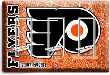 PHILADELPHIA FLYERS HOCKEY TEAM TRIPLE ROCKER LIGHT SWITCH WALL PLATE ROOM DECOR