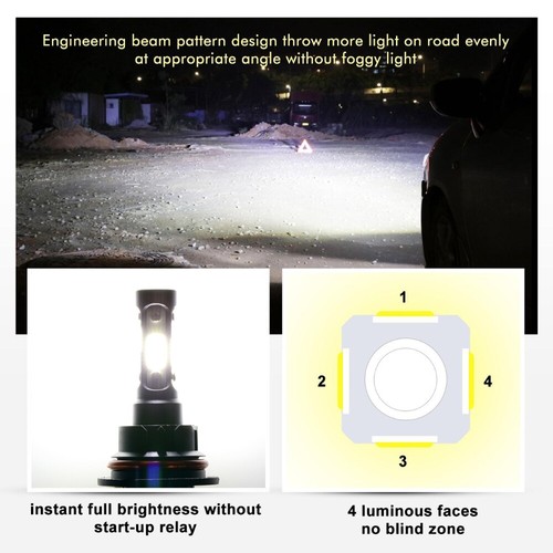 4sides 9007 HB5 COB LED Headlight Bulbs Conversion Kit High Low Beam 6000K White - Picture 8 of 12
