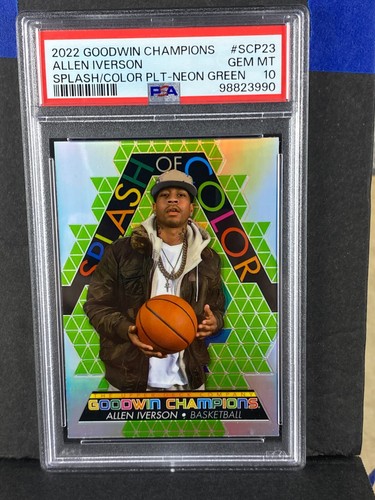 2022 Goodwin Champions Spash Color Platinum Neon Green #23 Allen Iverson PSA 10