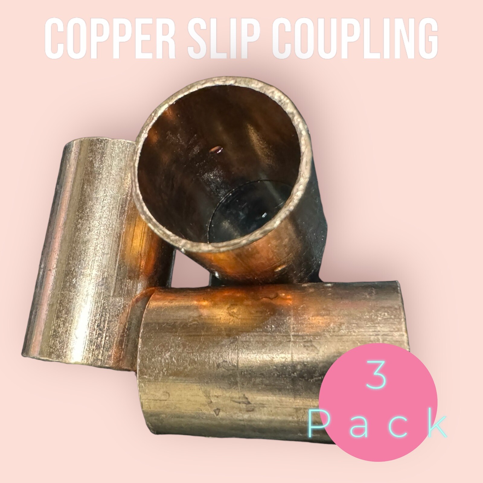 3/4" Copper Coupling - Solder Sweat w/o Stop New CxC - No Stop Slip Plumbing
