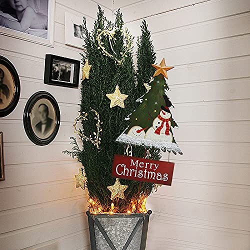 Christmas Tree Garden Stake Santa Snowman Christmas Tree Yard Stake Red Sign - Picture 5 of 7