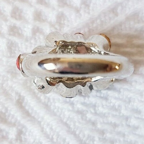 Ring ~ Multi-Colour Large Diamantes ~ Silver Tone Metal ~ UK Size M 1/2 - Picture 6 of 6