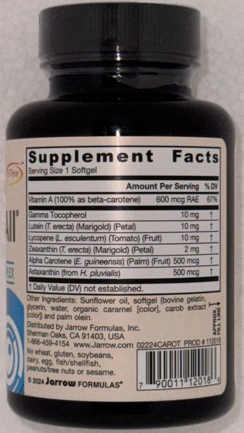 Jarrow FORMULAS CarotenAll | Complejo carotenoide mixto | 60 cápsulas blandas Foto 3 de 4