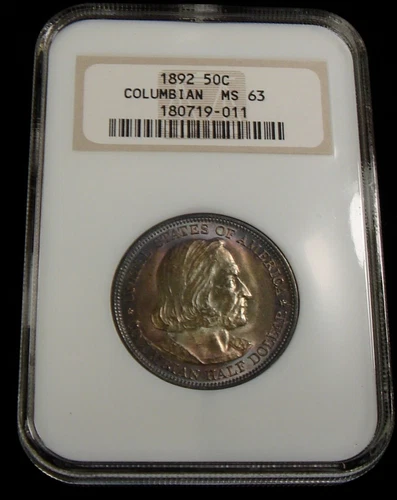 1892 Columbian Expo Commem Silver Half Dollar NGC MS63 RAINBOW TONING, OLD SLAB