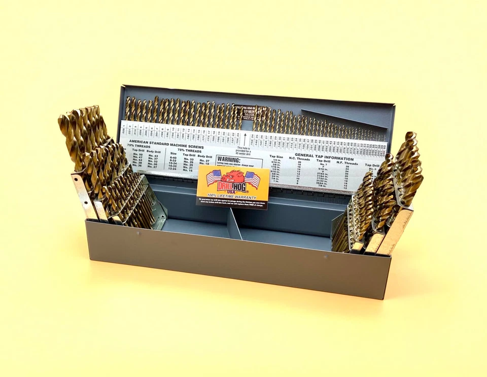 Drill Hog USA 115 Pc Drill Bit Set Letter Number COBALT M42 Lifetime Warranty - Image 3 of 4