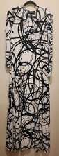 Halston Long Sleeve  Printed Jersey Gown Cream/black Sz Small ( Sz 4/6)