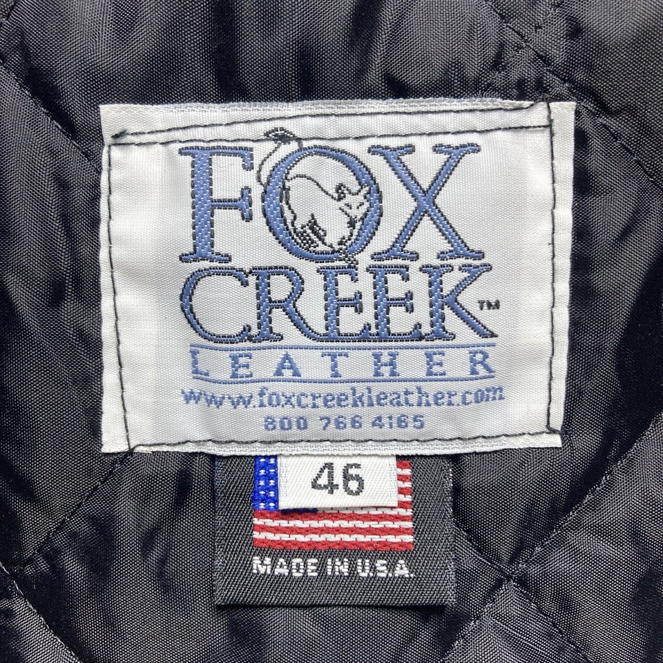 Fox Creek Leather Motorcycle Biker Cruiser Jacket Black 46 Made In The