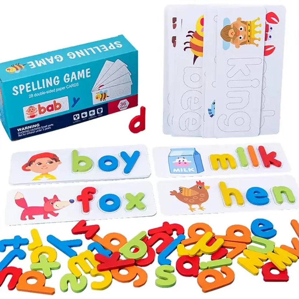 Ages 3-12 See and Spelling Learning Toys for Kids Wooden Preschool Educational - Image 4 of 4