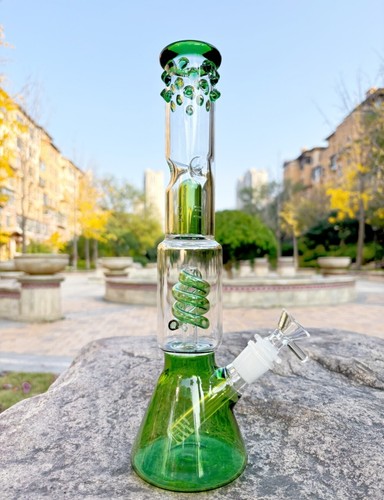 12" Glass Bong Tornado Percolator Thick Glass Water Pipe Turbine Hookah 14mm - Picture 6 of 7