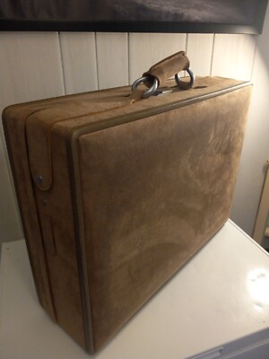 RETRO SUEDE VINTAGE HALSTON HARTMANN 24” SUITCASE LUGGAGE DESIGNER