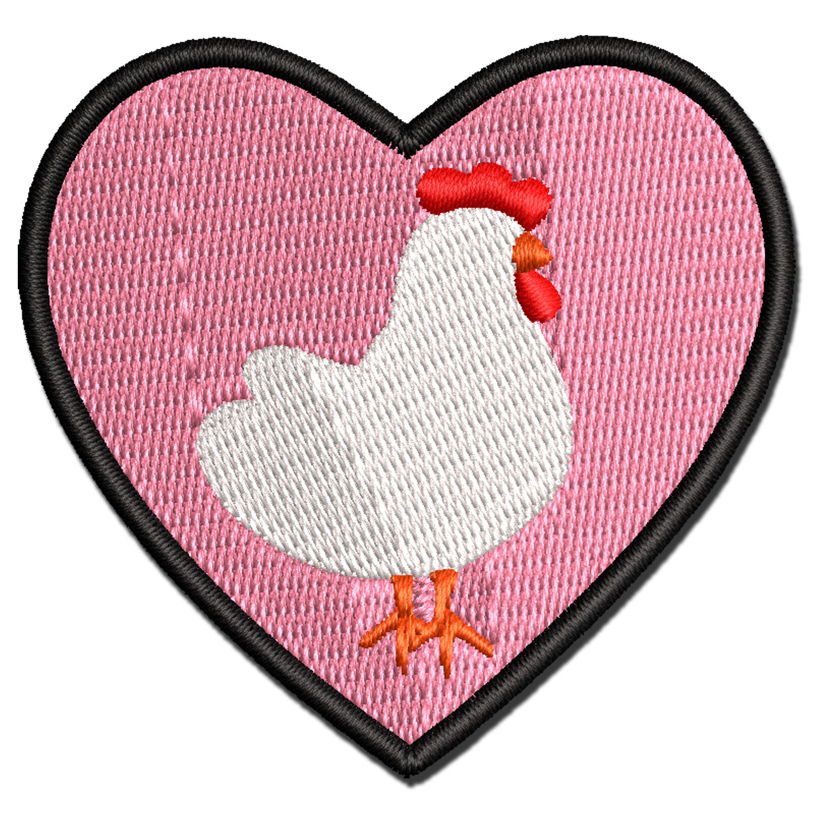Colorful Chicken in Heart Embroidered Iron-On Patch Applique for Creative DIY Projects