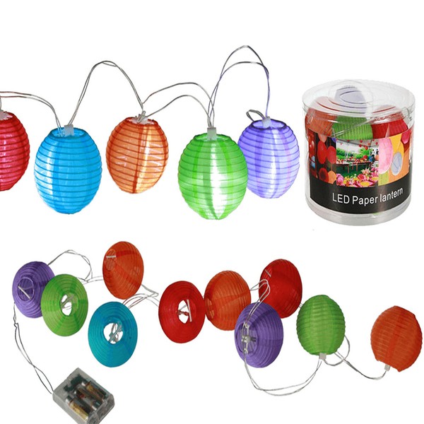 10 Er Led Lichterkette Nylon Kugeln Groß Bunt Ca. 240 Cm Batterie WeißE Leds-image