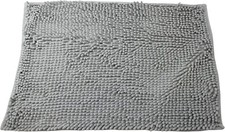 Luxury Chenille Bath Mat Soft Absorbent, Non-Slip Shower Rug 17" x 24" Silver