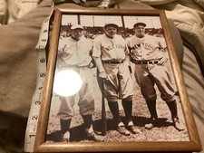 LOU GEHRIG JIMMIE FOX BABE RUTH Baseball Photo in Wood Frame W/Glass 8x11