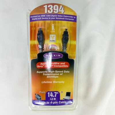 4 Pin to 4 Pin - Belkin 14.7 feet FireWire High Speed Cable 1394 F3N402-014-ICE