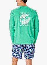 NEW Life Is Good Men's Palms Long Sleeve Rashguard - Green - M