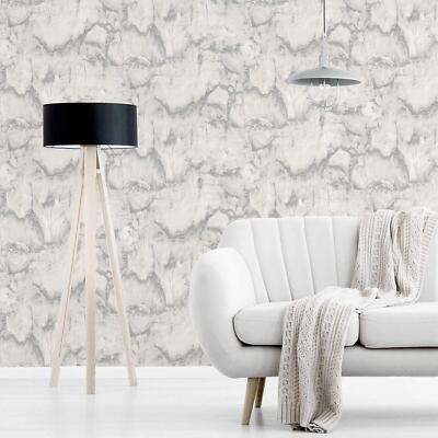 Aura Marbled Metallic Stone Wallpaper Modern Elegant Textured Crown M1584 Grey