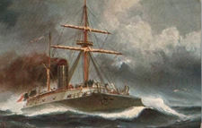 Postcard French Navy SS Rochambeau Oceanliner Rare Art