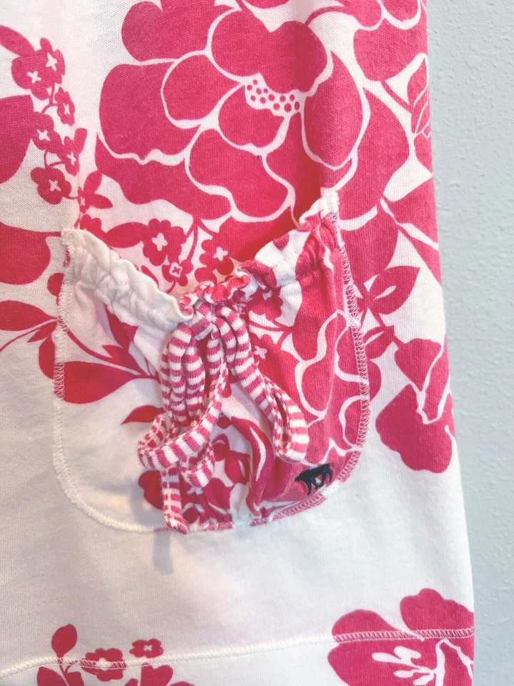 Vestido corto de punto floral rosa y blanco de verano Abercrombie para niñas XL Foto 4 de 4