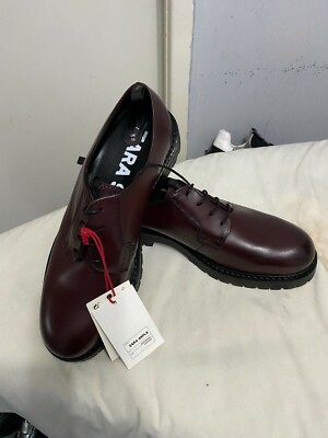 Zara Men's SRPLS Hi Shine Burgundy Leather Lace-Up Camo Print Sole Shoes  UK