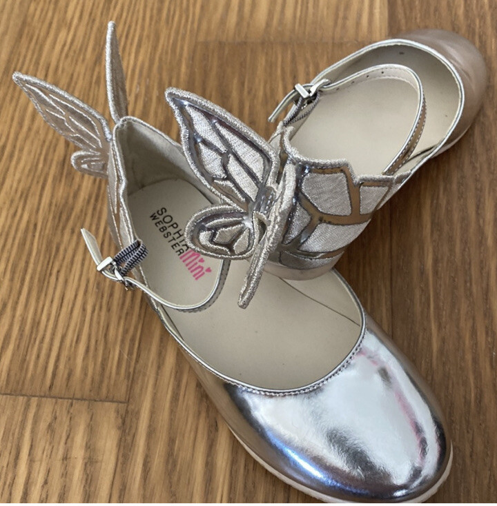 Sophia Webster Mini Chiara Butterfly Silver Ballerina Shoes