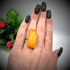 Rare Antique Natural Genuine baltic amber BUTTERSCOTCH EGG YOLK ring 6.5