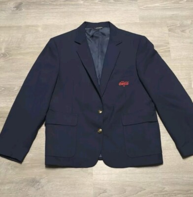 Scottish Highland 16 Navy Blue Coca-Cola Embroidered Blazer Jacket