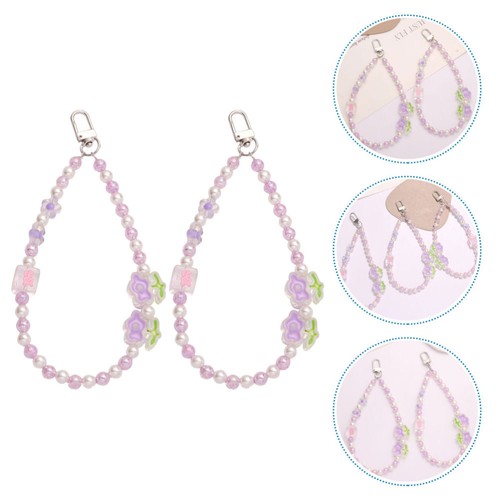 2 Pcs Acrylic Flower Hanging Chain Imitation Pearl Phone Lanyard - 第 10/12 張圖片