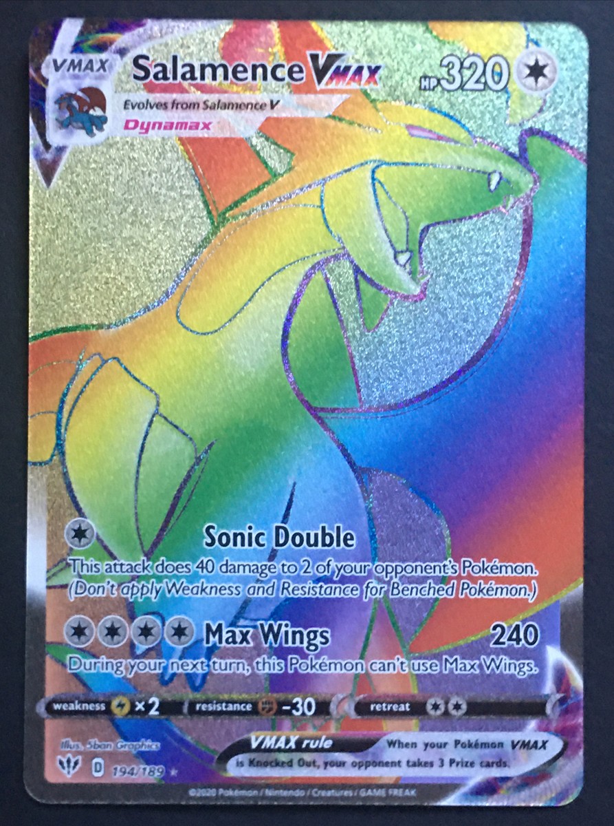 2020 Pokemon Salamence VMAX 194/189 Full Art Rainbow Rare Darkness