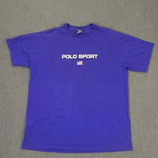 Polo Sport T-Shirt Men Large Blue Vintage USA Made Graphic Logo 90s Ralph Lauren