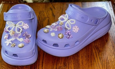 Crocs Siren embellished jibbitz Platform Clog In Purple W8