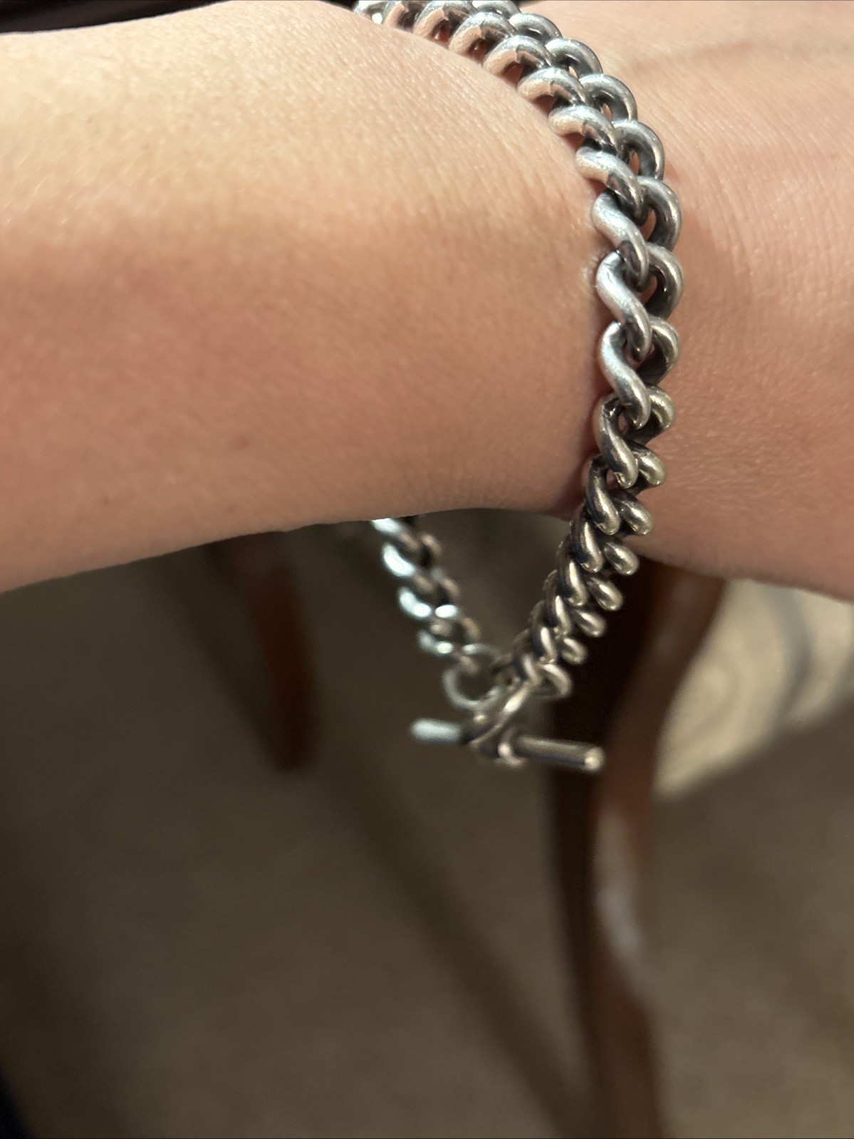 Heavy Large Solid Sterling Silver Curb Link Brace… - image 5