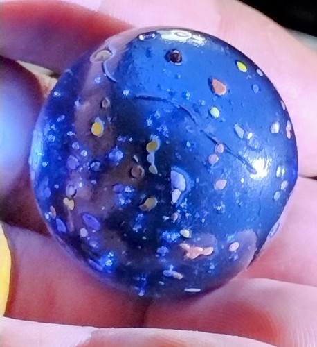 2 - 1,25 pollici biglie vetro confetti maculato blu cobalto vintage come nuove 33 mm entrambe - Foto 4 di 13