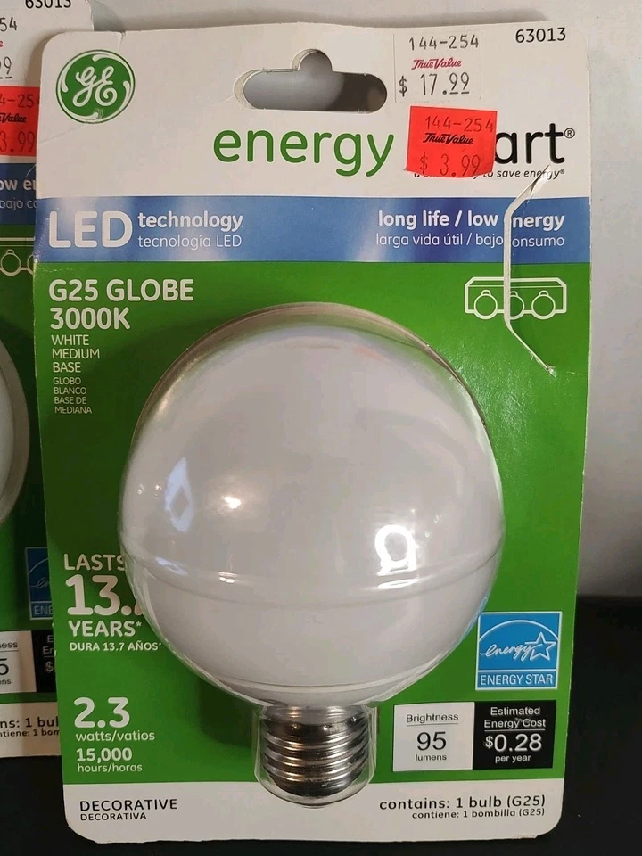 GE led g25 globe 3000k White 2.3 watts 95 Lumens 63013 - Image 2 of 4
