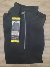 BANANA REPUBLIC MEN'S 1/4 ZIP PULLOVERS SWEATSHIRT, BLACK, SIZE SMALL,NWT.