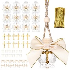 12 Sets Holy Water Bottles Baptism Favors for Guests 10ml Glass Holy Water Co...