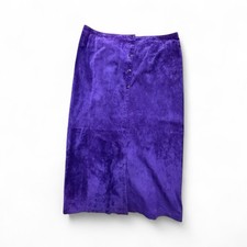 Vintage Forenza Purple Suede Leather Skirt Women  s Size 8 High Waist 34  Long