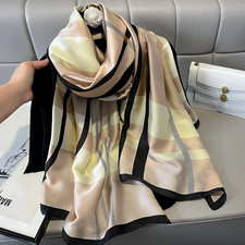 Design Satin Silk Shawl Hijab Scarf Women Summer Sunscreen Beach Stole Headscarf