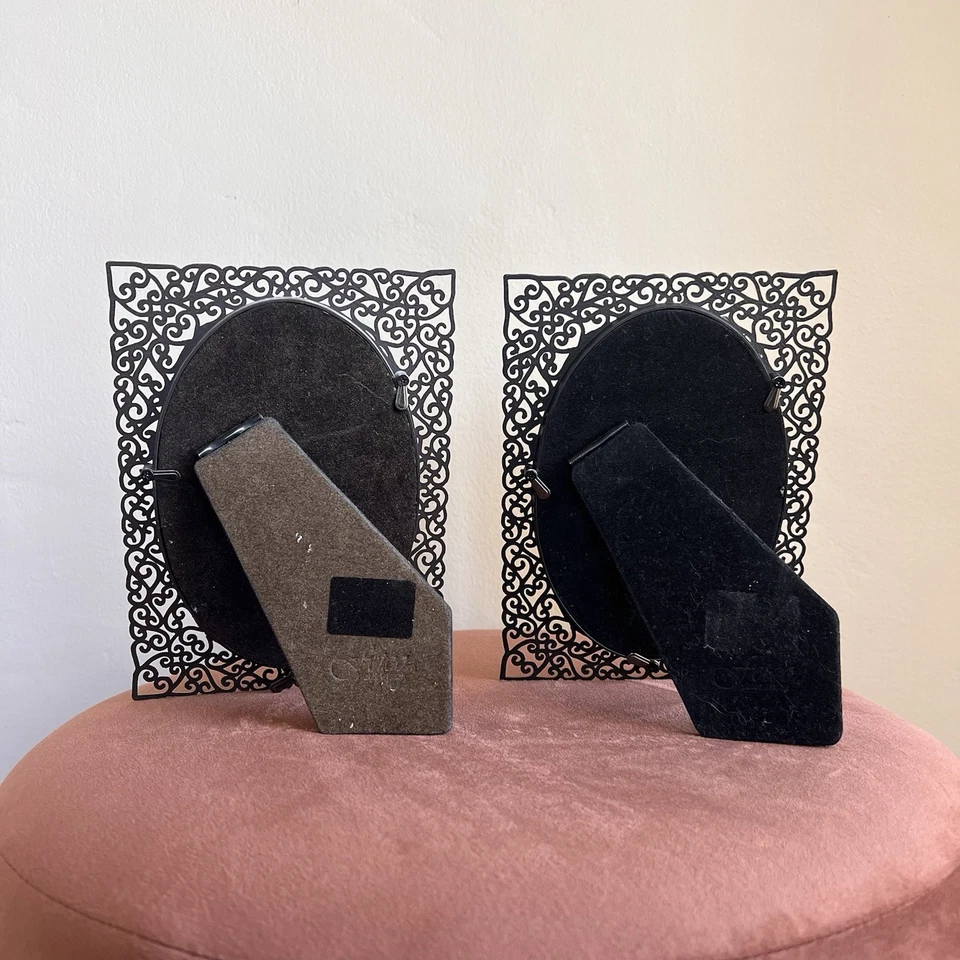 Fetco Matte Black Metal Photo Frame 4 X 6 Oval Opening Pair Set Lot of 2 - Image 2 of 4