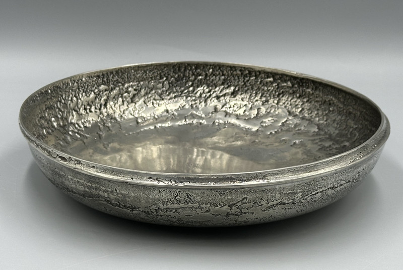 Roar Schancke Nielsen Norway Pewter Bowl Signed Brutalist Studio Art Metal Vntge